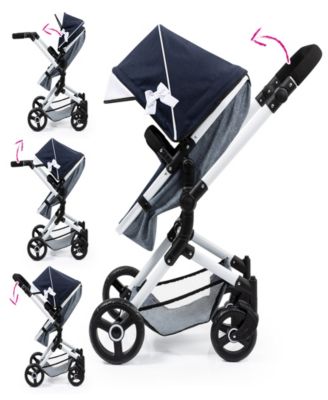 Dolls Blue, Grey, White Pram Neo Vario