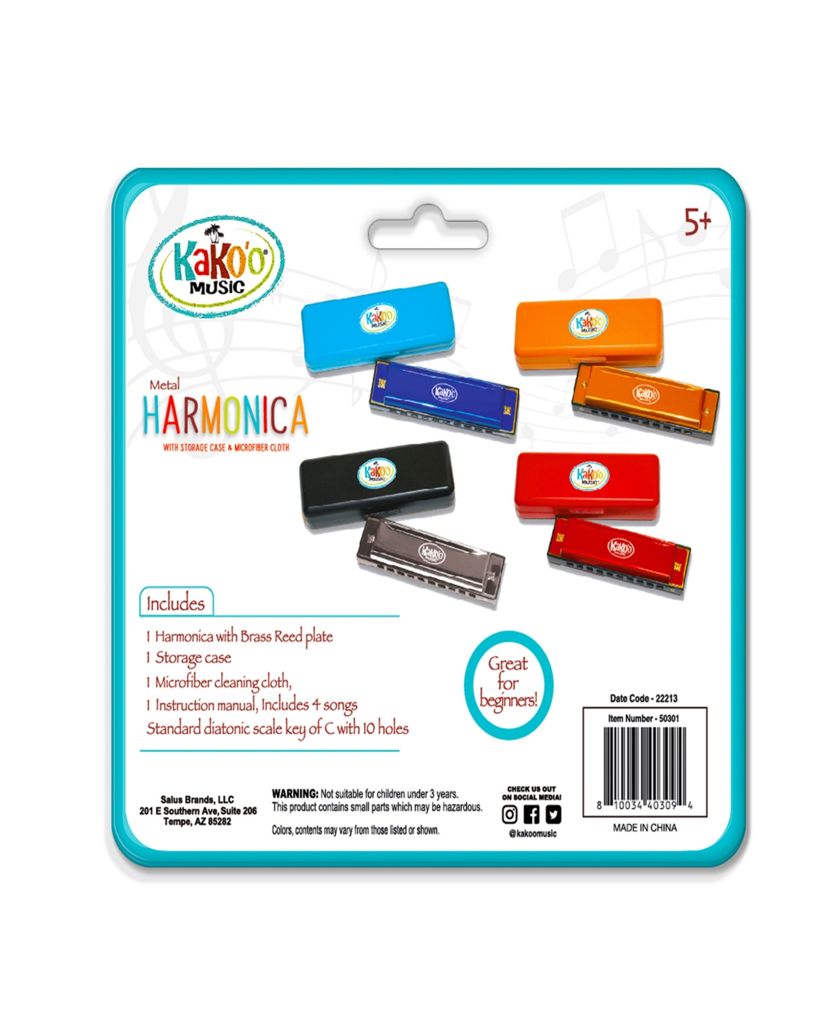 Kako'o Music Classic Orange Metal Harmonica In Multi