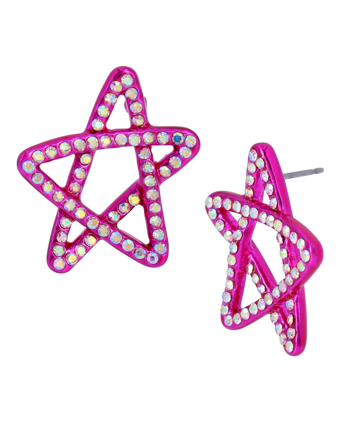 Betsey Johnson Faux Stone Star Button Earrings In Pink