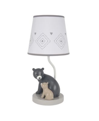 Woodland Forest Gray Bears Nursery Lamp with Shade & Bulb