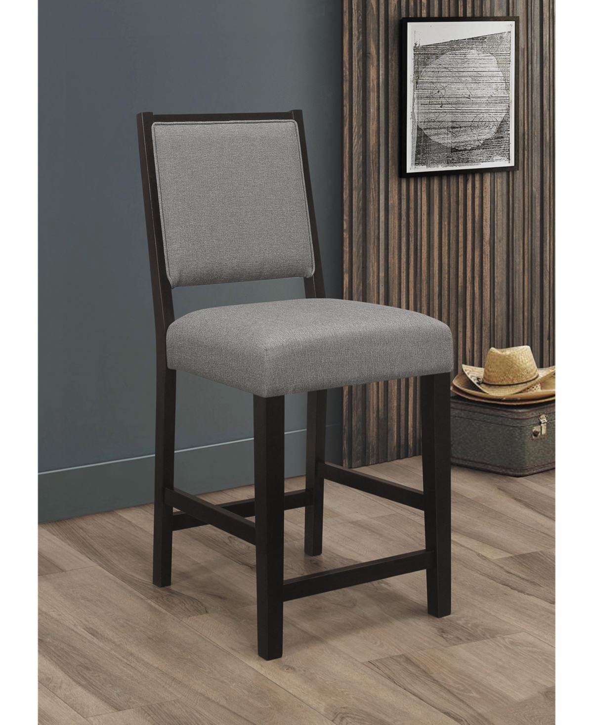 Coaster Home Furnishings 2-piece Asian Hardwood Upholstered Open Back Counter Height With Footrest Stools Set