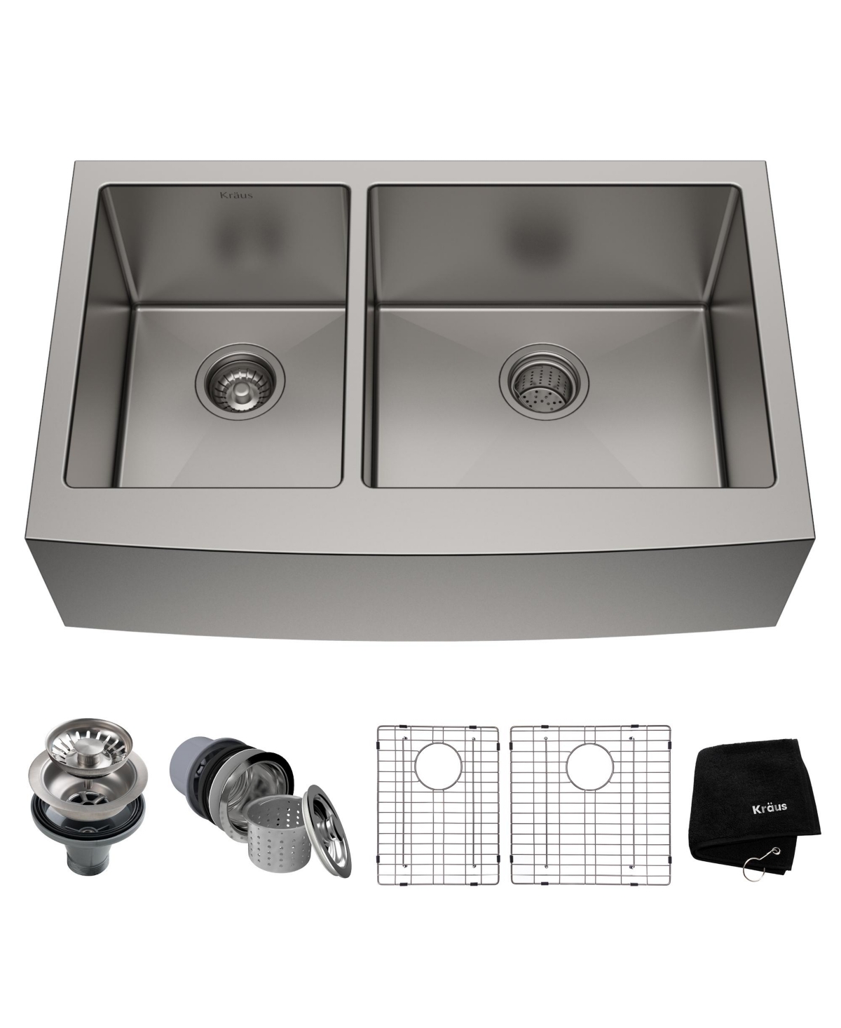 Standart Pro 33 in. 16 Gauge 40/60 Double Bowl Stainless Steel Farmhouse Kitchen Sink - Stainless steel