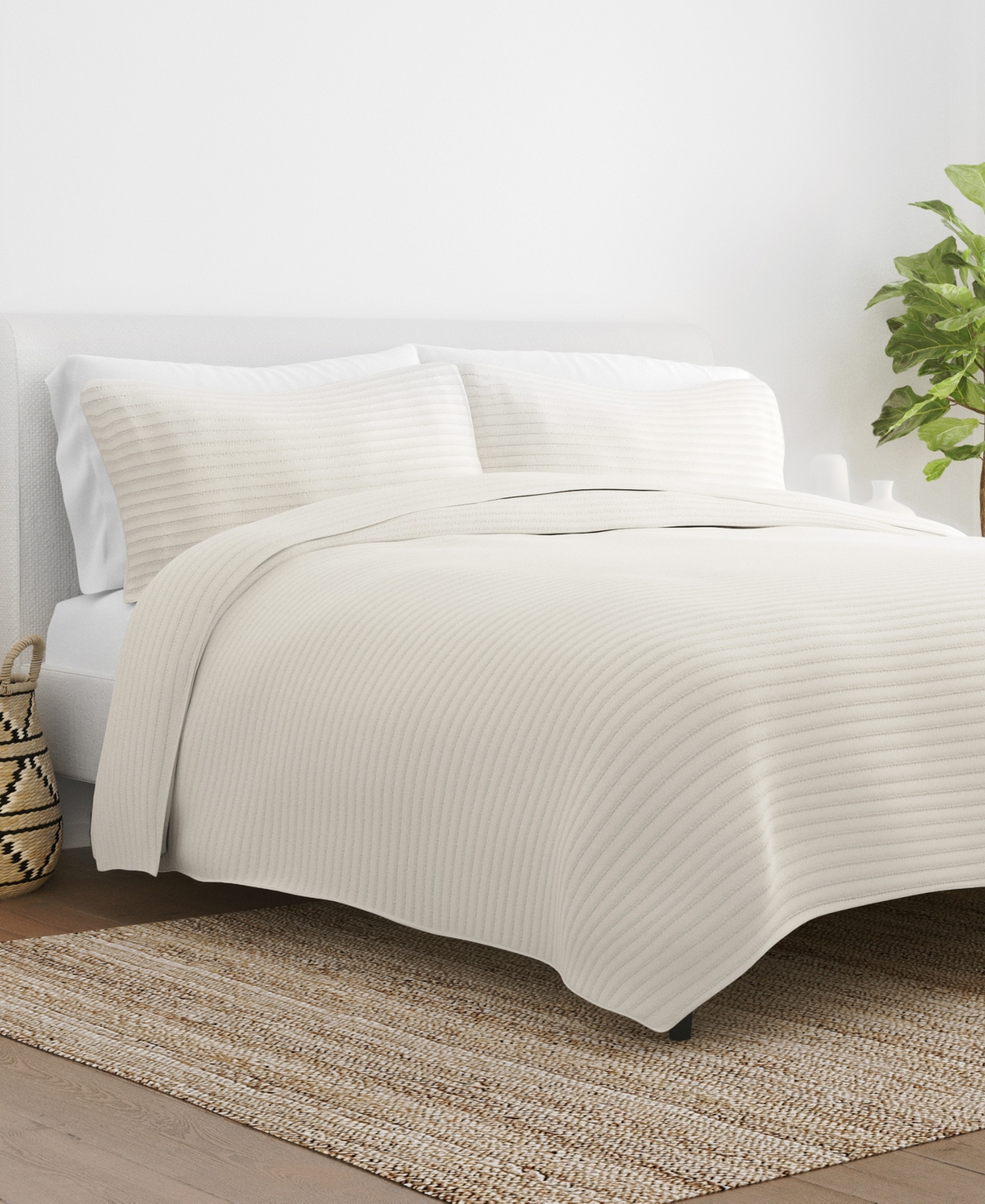 Ienjoy Home Floral Stitch 3-pc. 3-pc. Quilt Set, King/california King In Natural