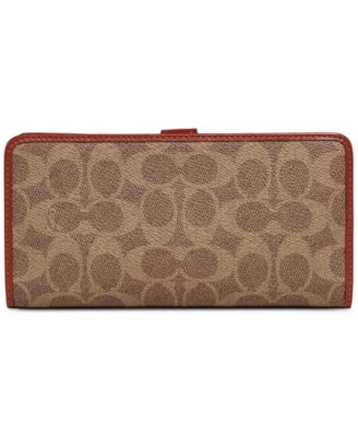 COACH Signature Monogram Coated Canvas Skinny Wallet