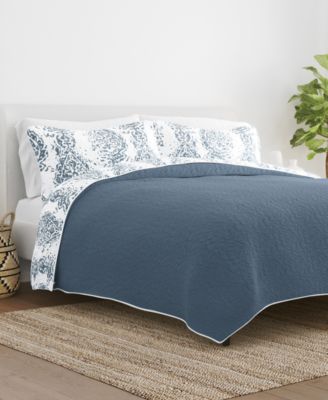 Distressed Diamond Reversible 3-Pc. Lightweight Quilt Set, King/California King