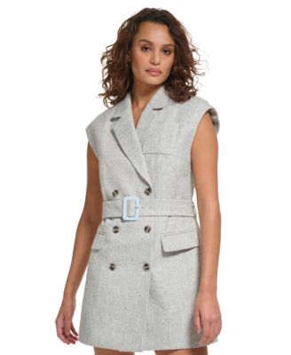 Calvin Klein Women s Double Breasted Belted Vest Jacket Macy s