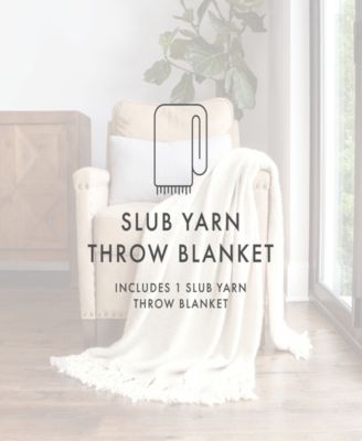 Slub-Yarn Lightweight Fringed Throw, 60" x 50"