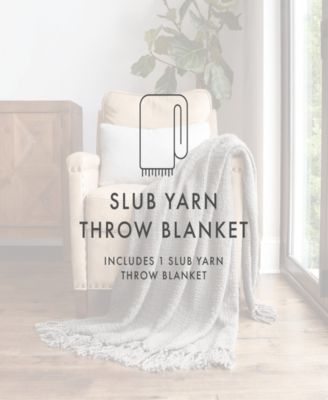Slub-Yarn Lightweight Fringed Throw, 60" x 50"