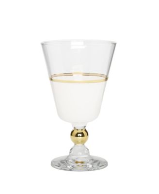 White Water Glasses with Trim and Stem, Set of 6