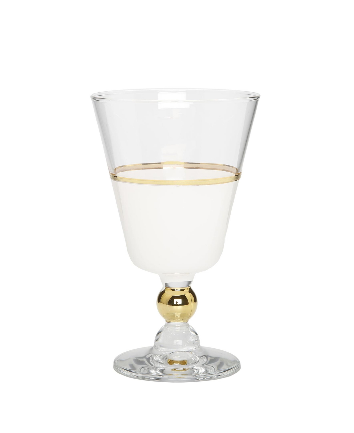 White Water Glasses with Trim and Stem, Set of 6