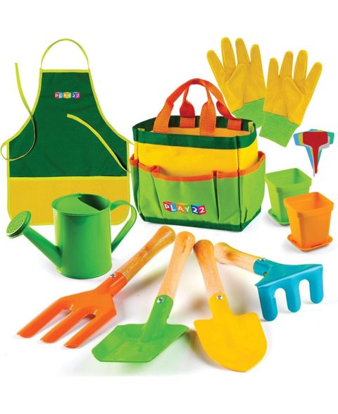 Детские игрушки Play22usa Garden Wooden-Handle 12-Piece Tool Set, Ages 3+