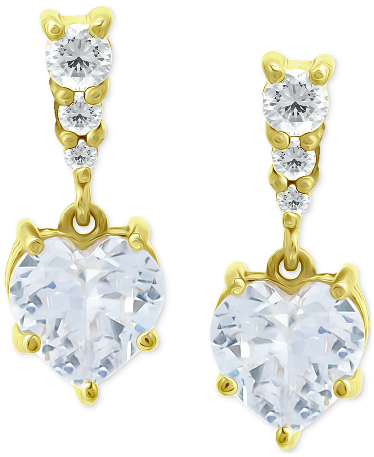 Giani Bernini Cubic Zirconia Heart Drop Earrings, Created For Macy's In Gold
