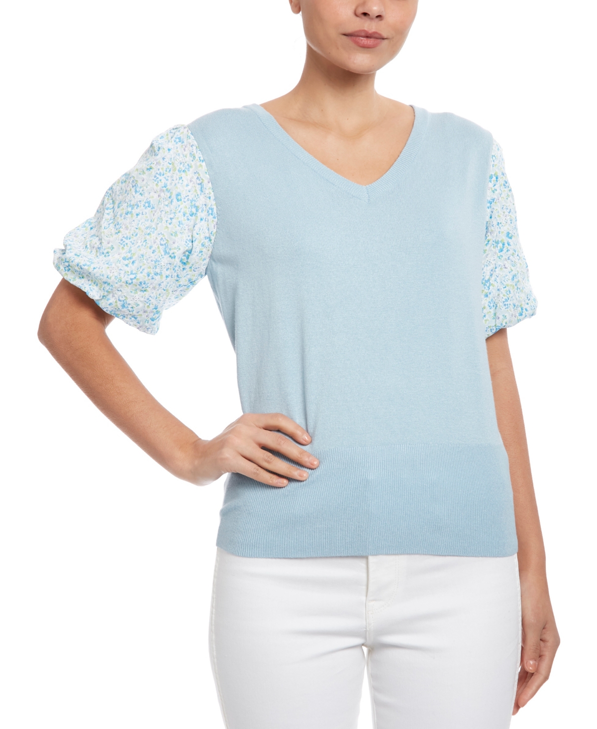 Joseph A Women's Sweater with Floral Eyelet