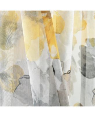 Lush Decor Leah Floral Sheer Window Curtain Panels Pair 52"W x 84"L Red & Orange - Floral Curtains for Bedroom - Sheer Curtains for Living Room