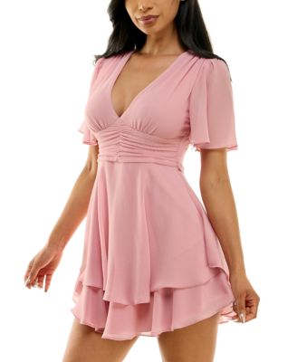 B Darlin Flutter-Sleeve Tiered Fit & Flare Dress - Macy's