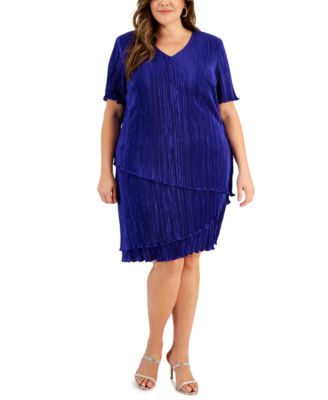 Connected - Plus Size V-Neck Short-Sleeve Tiered Dress