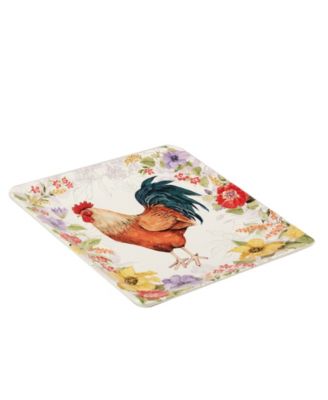 Floral Rooster Square Platter 12.5"