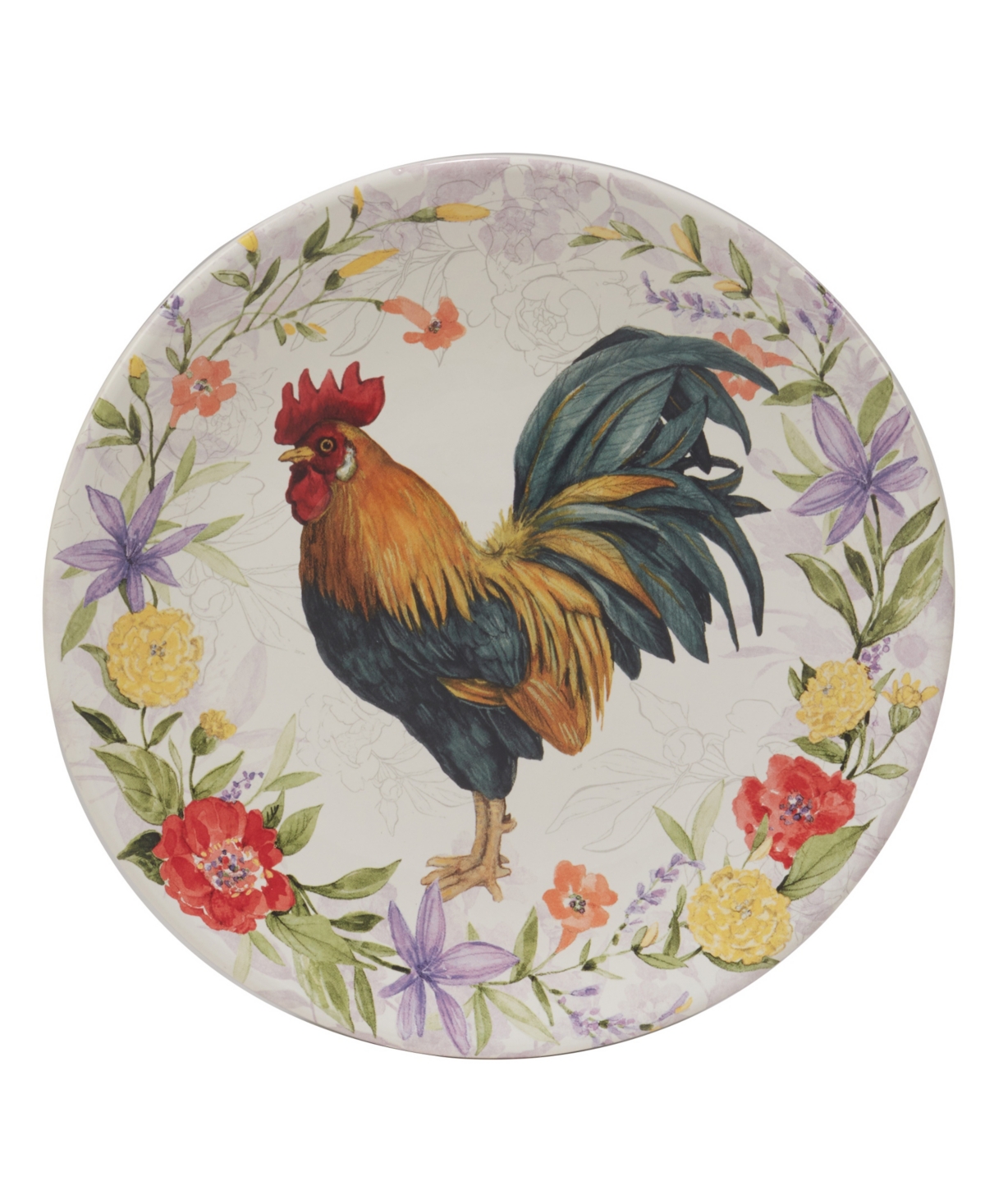Certified International Floral Rooster Set of 4 Dinner Plate