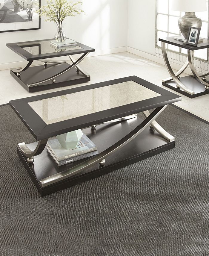 Furniture Steve Silver Ramsey 48" Wood and Metal Cocktail Table with