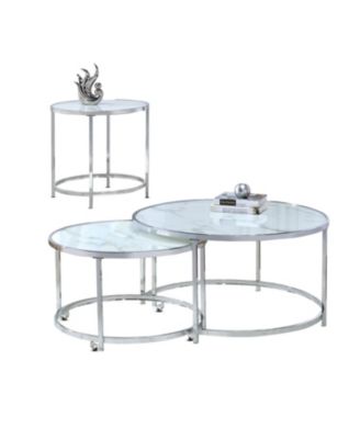 Steve Silver Rayne 36" Round Faux Marble Nesting Cocktail Tables