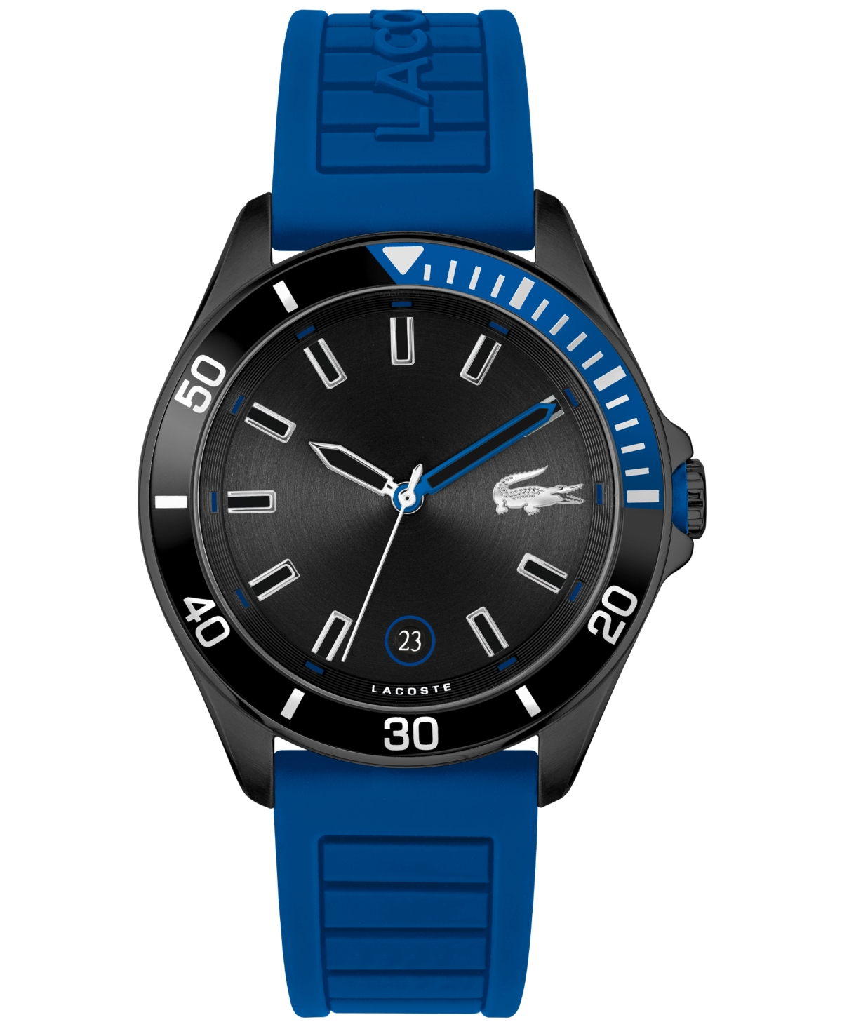 Shop Lacoste Men's Tiebreaker Blue Silicone Strap Watch 43mm