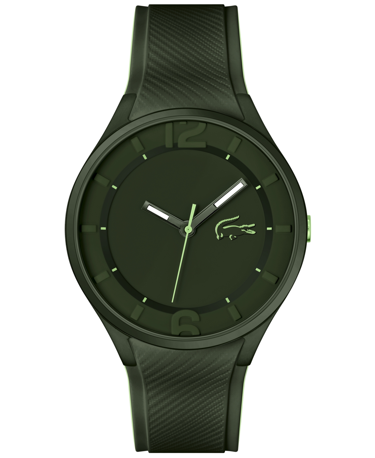 Shop Lacoste Men's Ollie Green Silicone Strap Watch 44mm