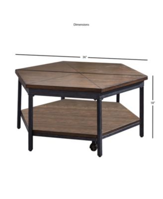 Steve Silver Ultimo 36" Hexagonal Wood and Iron Lift-Top Cocktail