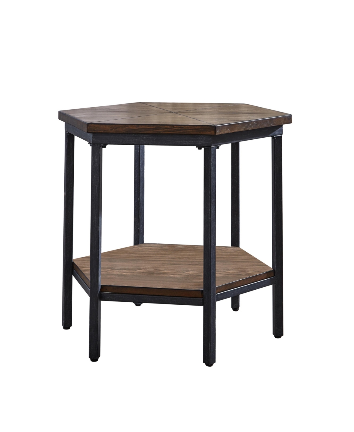 Steve Silver Ultimo 24" Hexagonal Wood And Iron End Table In Mocha