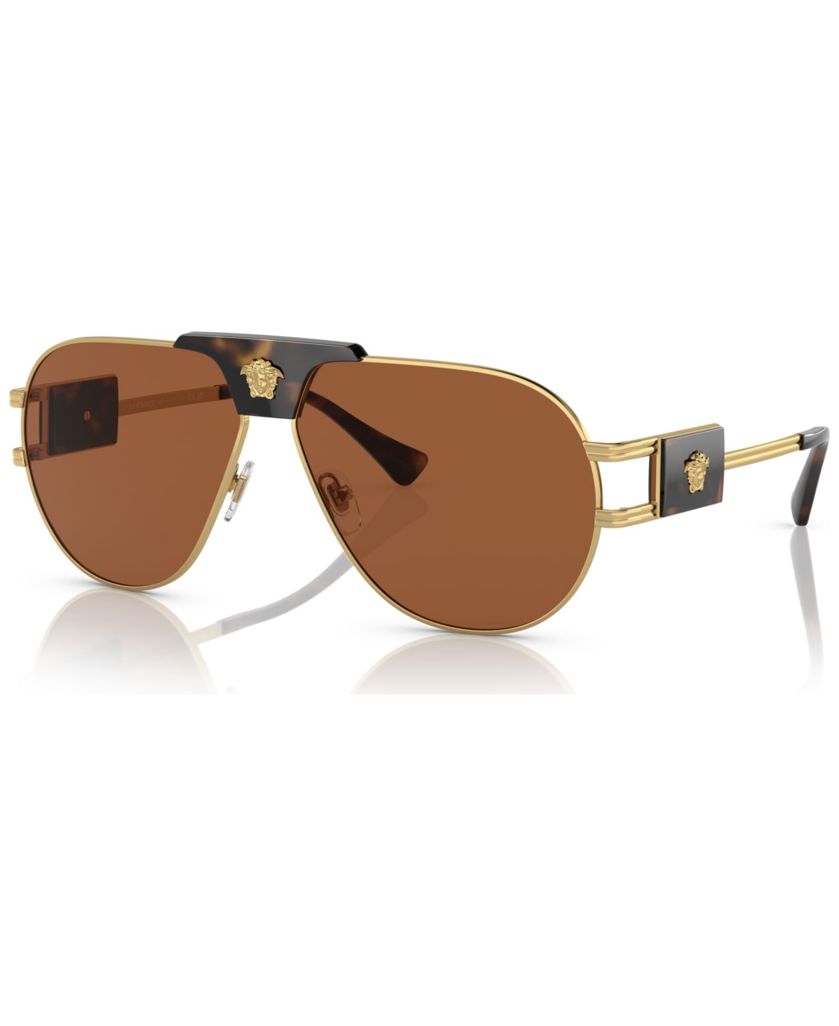 Shop Versace Men's Sunglasses, Ve225263-x 63 In Gold-tone,dark Brown
