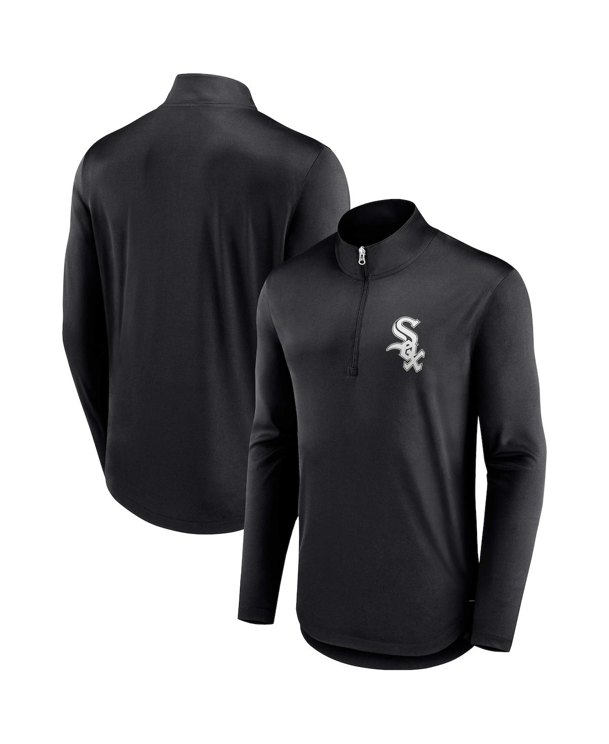 Fanatics Branded Black Chicago White Sox Quarterback Quarter-zip Top In Black