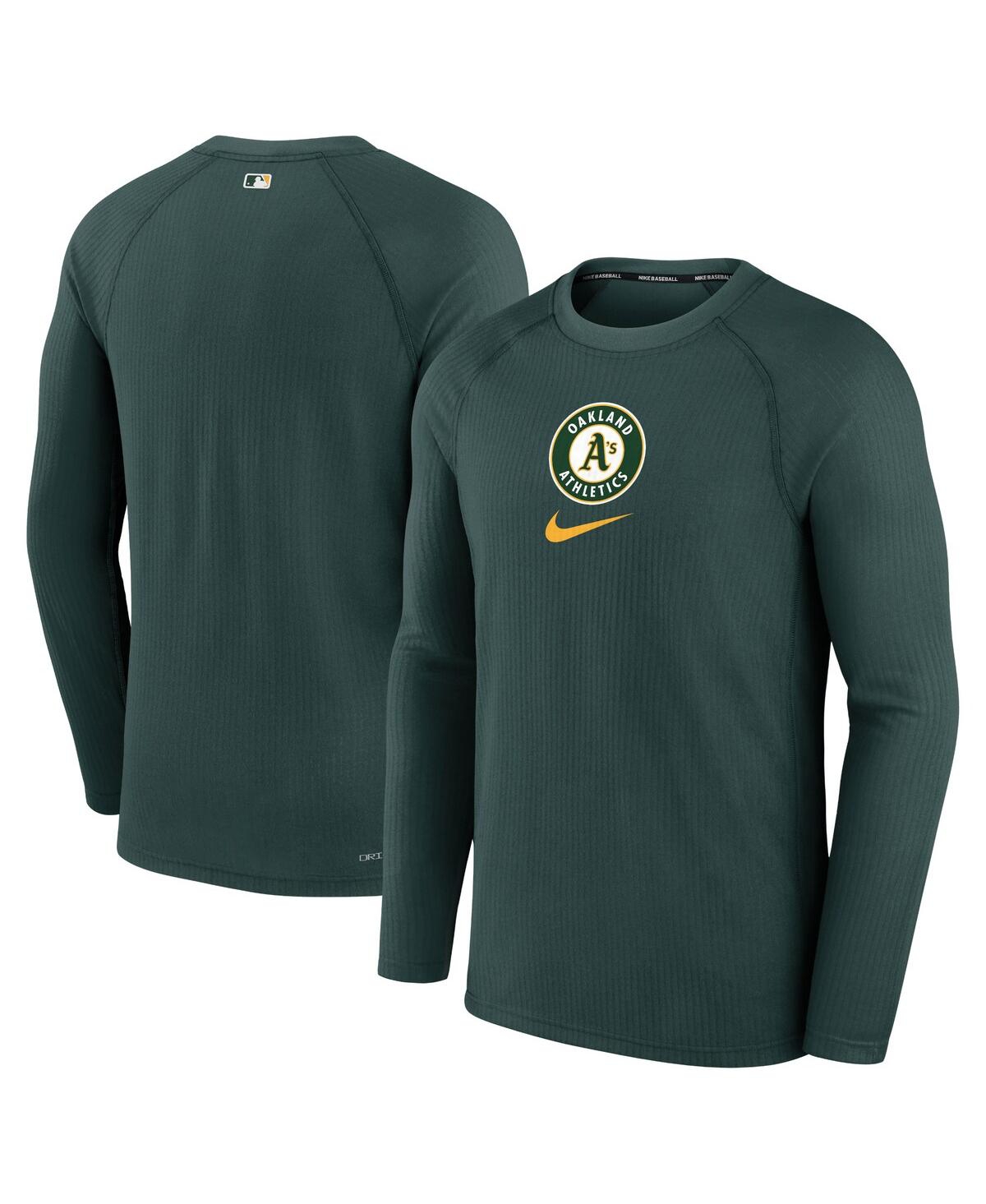 Nike Men's  Green Oakland Athletics Authentic Collection Game Raglan Performance Long Sleeve T-shirt