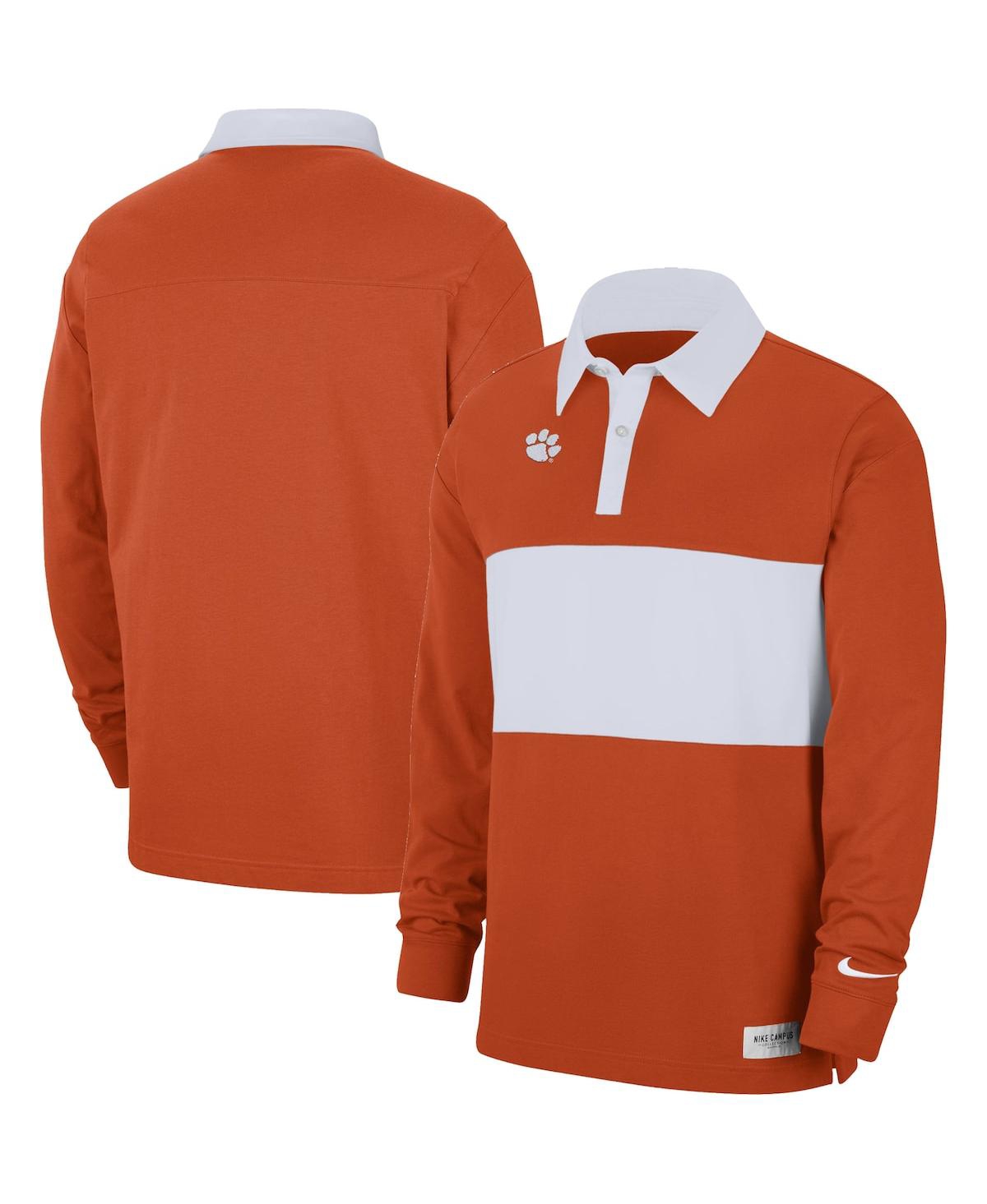 Shop Nike Men's  Orange Clemson Tigers Striped Long Sleeve Polo Shirt