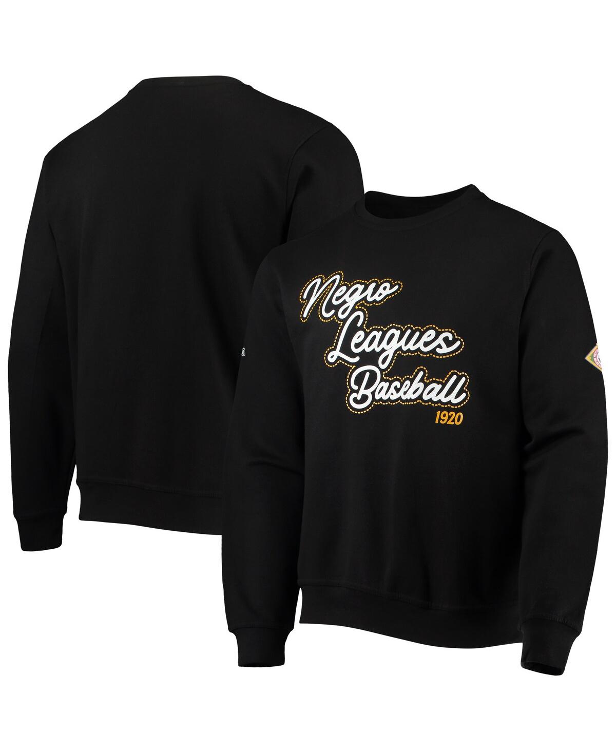Shop Stitches Men's  Black Negro League Baseball Logo Crewneck Sweatshirt