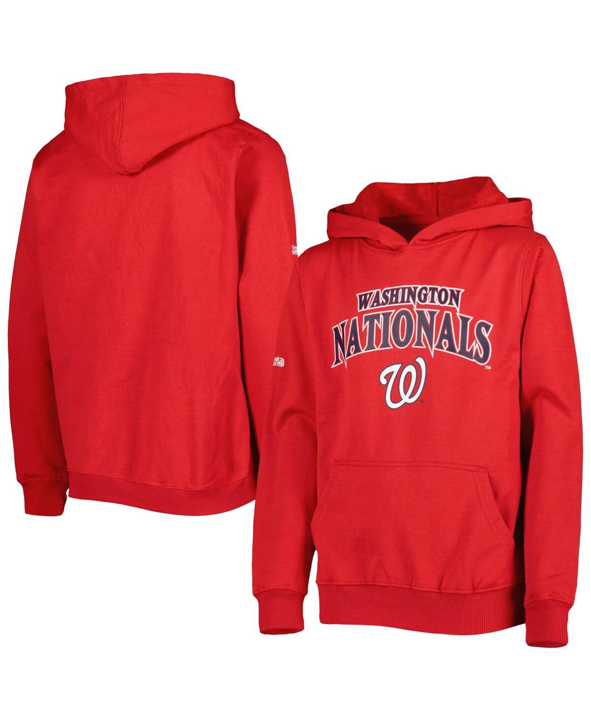 Stitches Kids' Big Boys And Girls  Red Washington Nationals Center Chest Pullover Hoodie