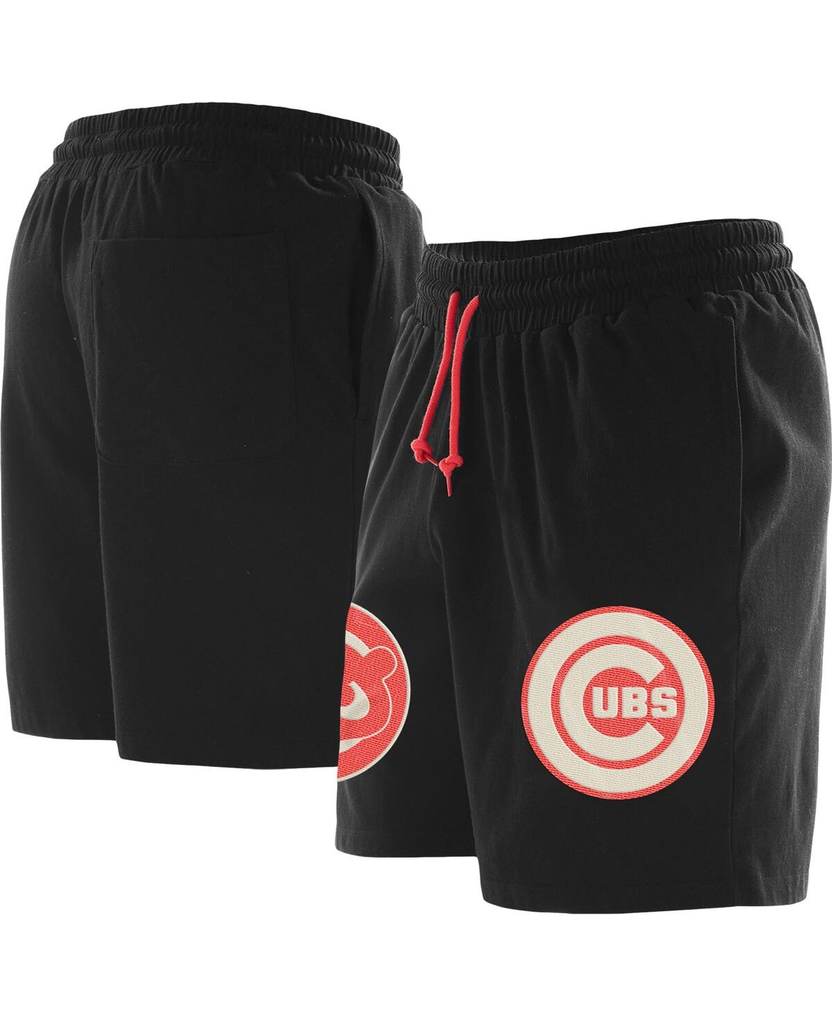 Shop New Era Men's  Black Chicago Cubs Color Pack Knit Shorts