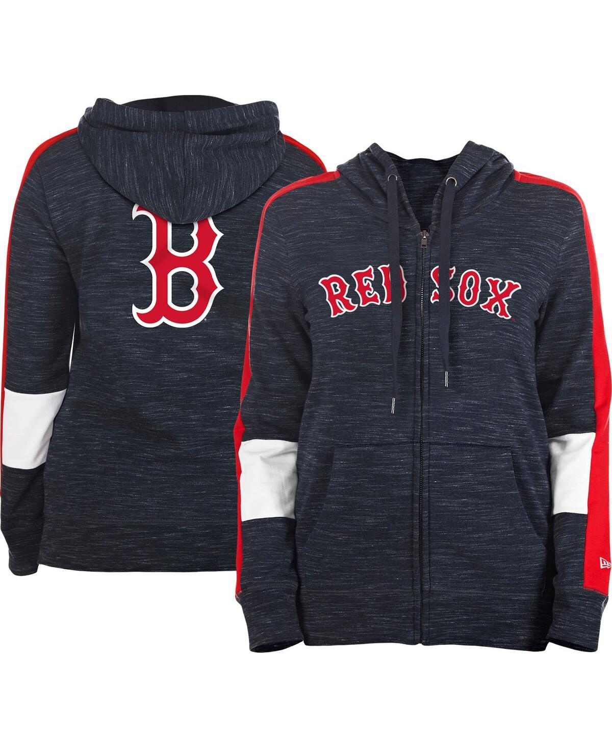 Shop New Era Women's  Navy Boston Red Sox Colorblock Full-zip Hoodie