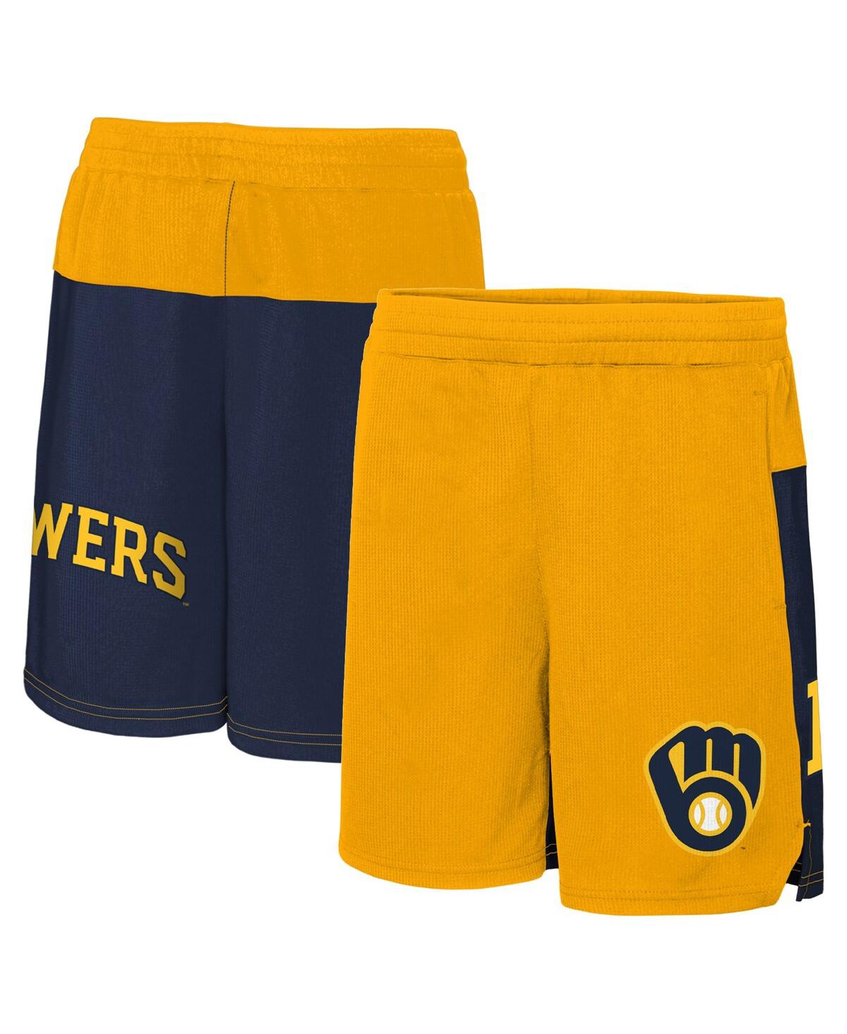 Outerstuff Kids' Big Boys And Girls Gold Milwaukee Brewers 7th Inning Stretch Shorts