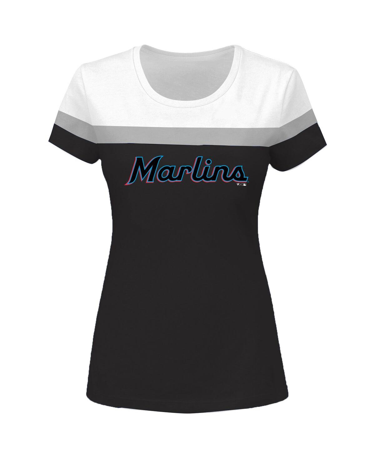 Profile Women's White/Black Miami Marlins Plus Size Colorblock T-Shirt