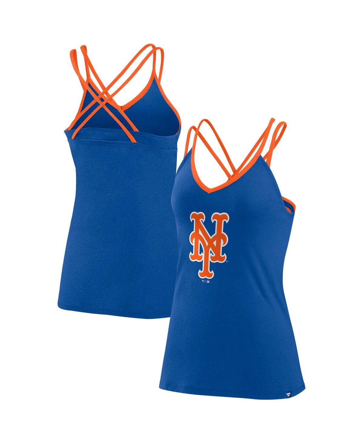 Fanatics Branded Royal New York Mets Barrel It Up Cross Back V-neck Tank Top In Royal