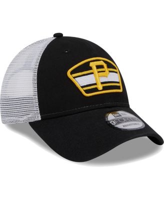 Men's Black, White Pittsburgh Pirates Logo Patch 9FORTY Trucker Snapback Hat