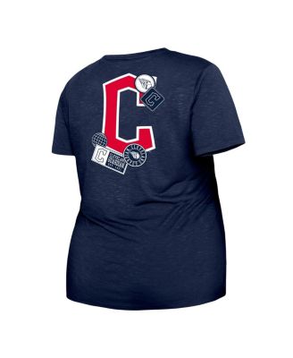Women's Navy Cleveland Guardians Plus Size Two-Hit Front Knot T-shirt