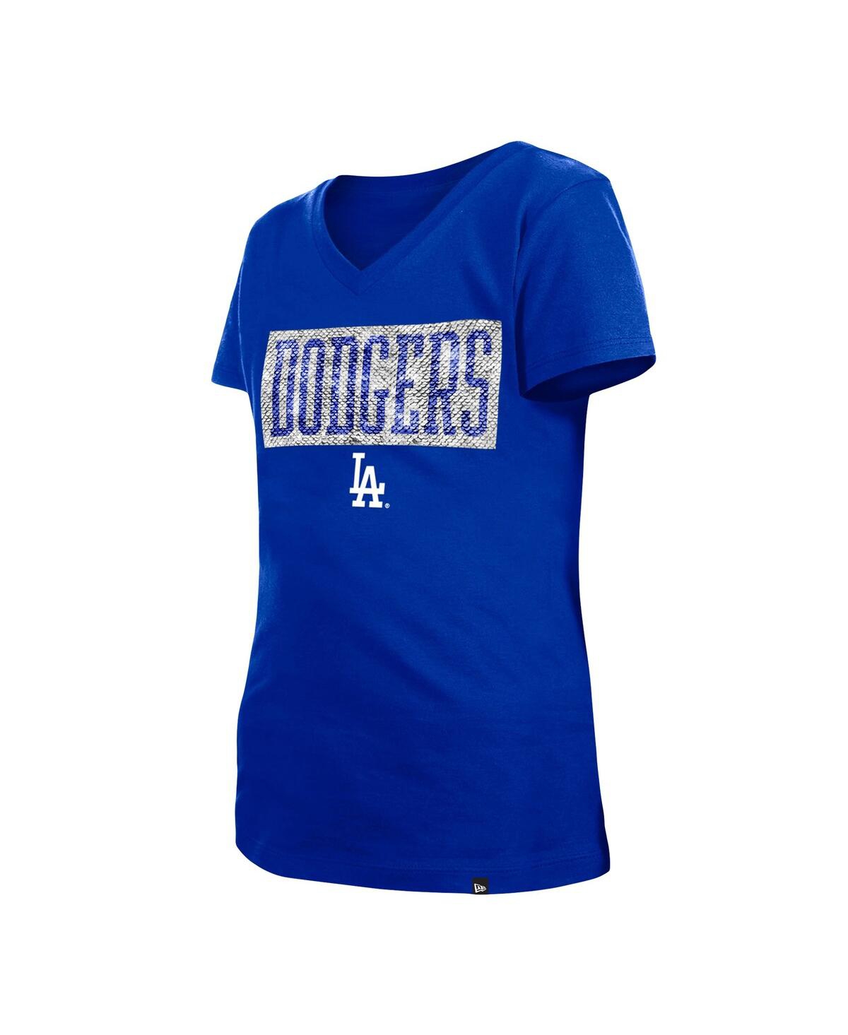 Los Angeles Dodgers Solid V-Neck T-Shirt - Royal/Light Blue
