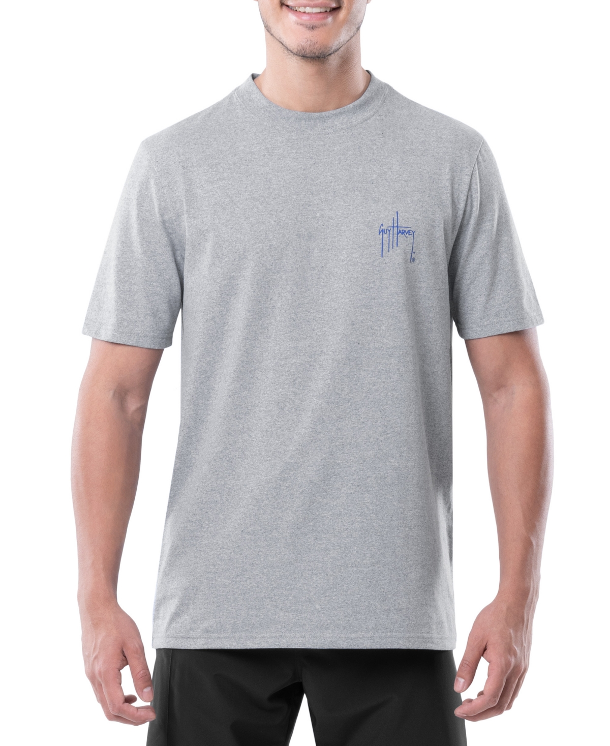 Shop Guy Harvey Men's Short Sleeve Crewneck T-shirt In Light Grey Heather