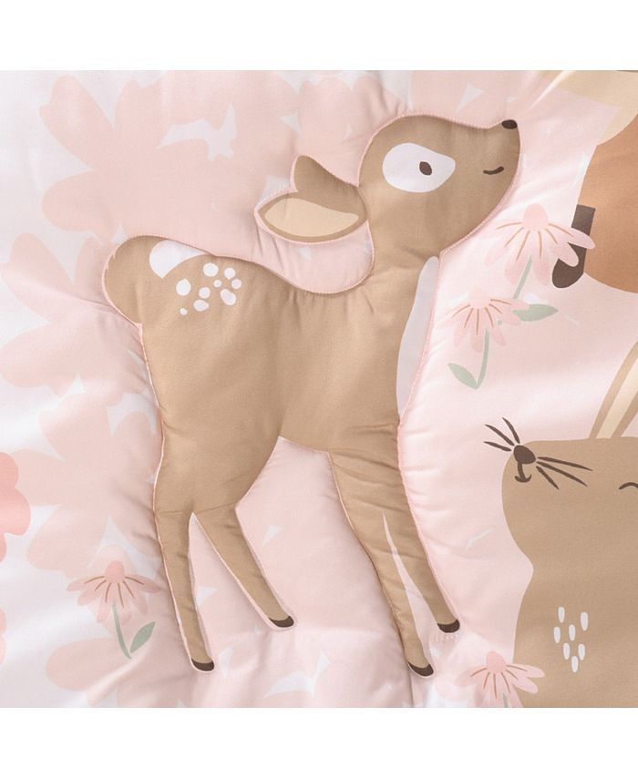 The Peanutshell Pink and White Fairytale Forest Crib Bedding Set for