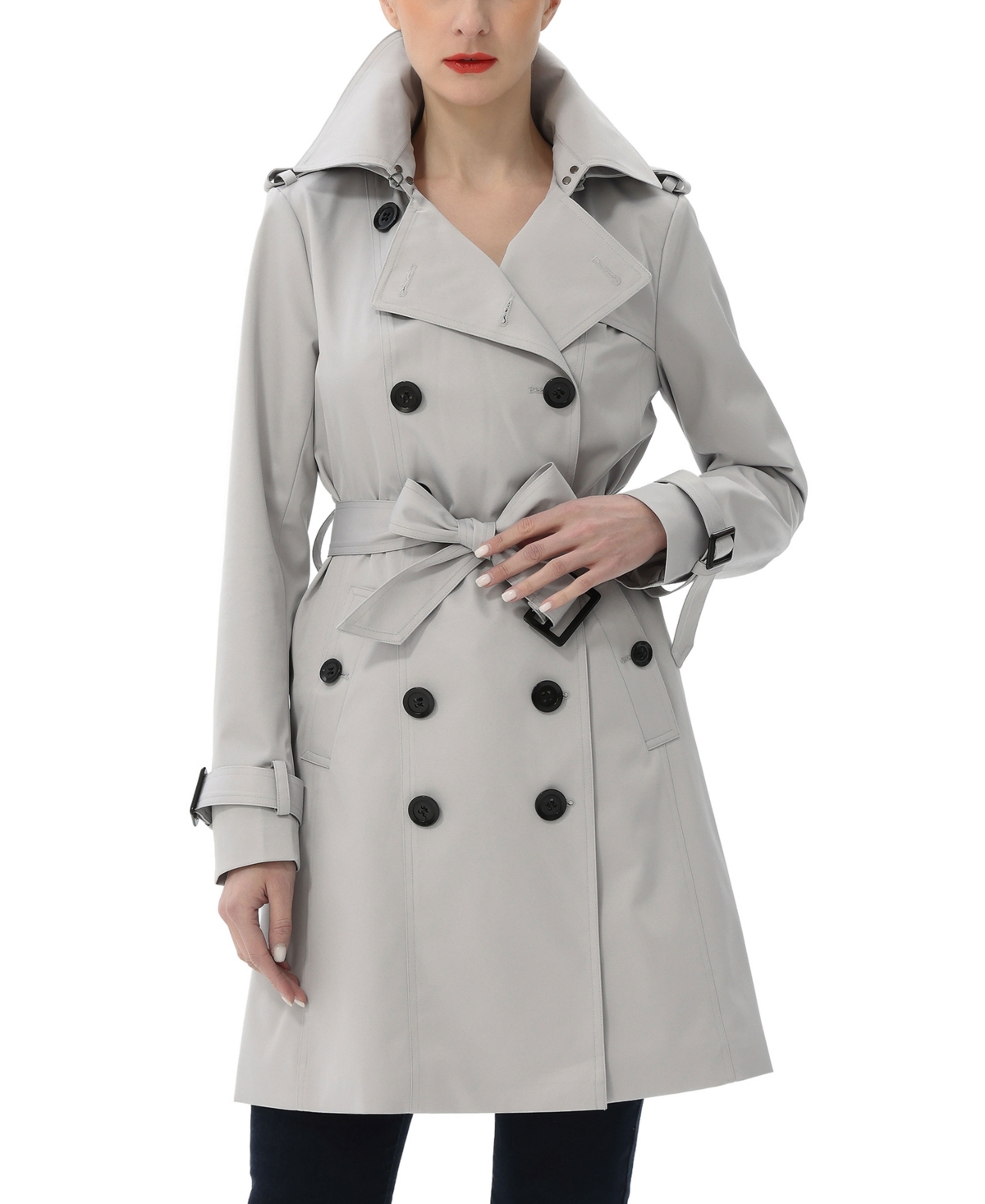 Women's Adley Water Resistant Hooded Trench Coat - Gray