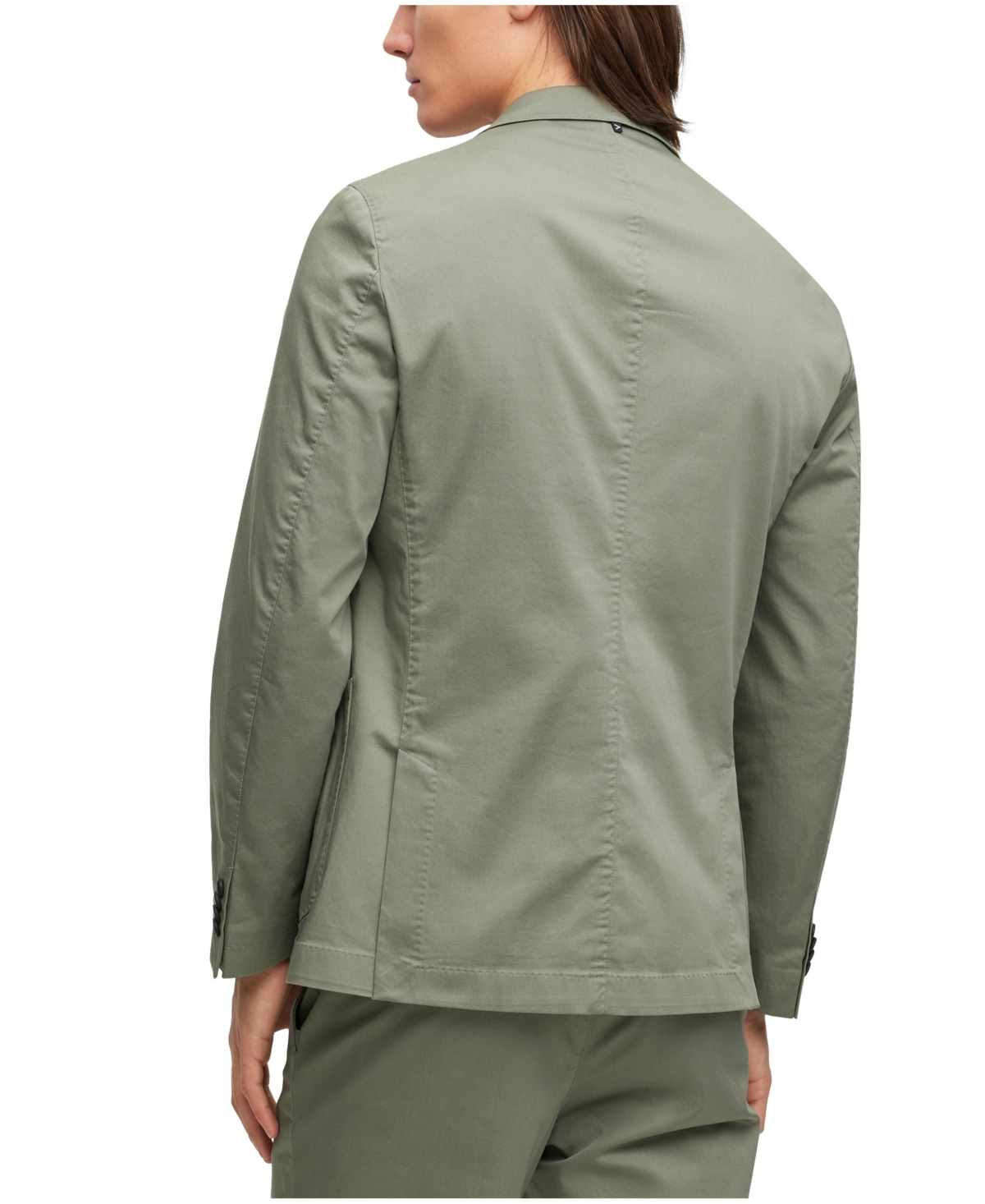 Shop Hugo Boss Boss By  Men's Slim-fit Crease-resistant Cotton Blend Jacket In Open Green