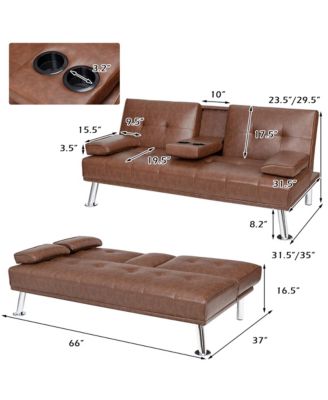 1 piece  Leather Convertible Folding Futon Sofa Bed