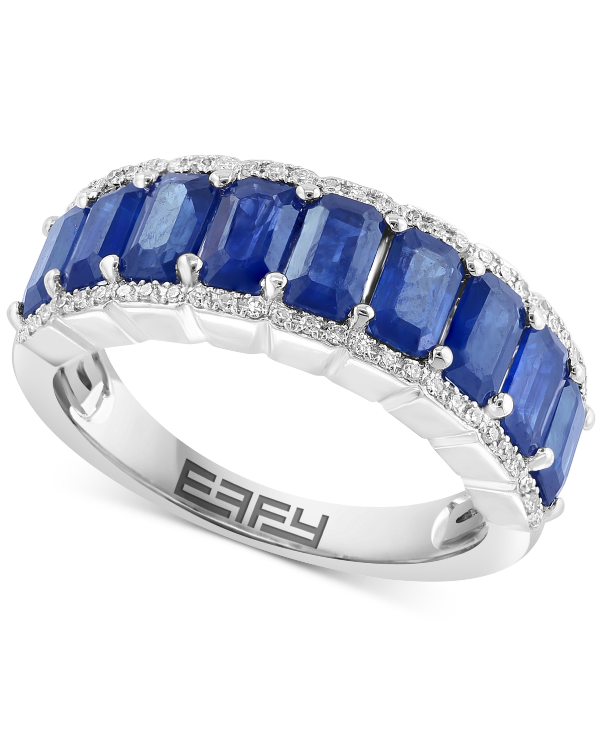 Effy Collection Effy Sapphire (3-3/8 Ct. T.w.) & Diamond (1/6 Ct. T.w.) Ring In Sterling Silver