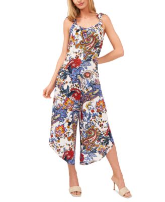Vince Camuto - Women's Printed Tie-Shoulder Jumpsuit