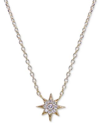Anzie - Diamond Cluster North Star Pendant Necklace (1/20 ct. t.w.) in 14k Gold, 16" + 1" extender